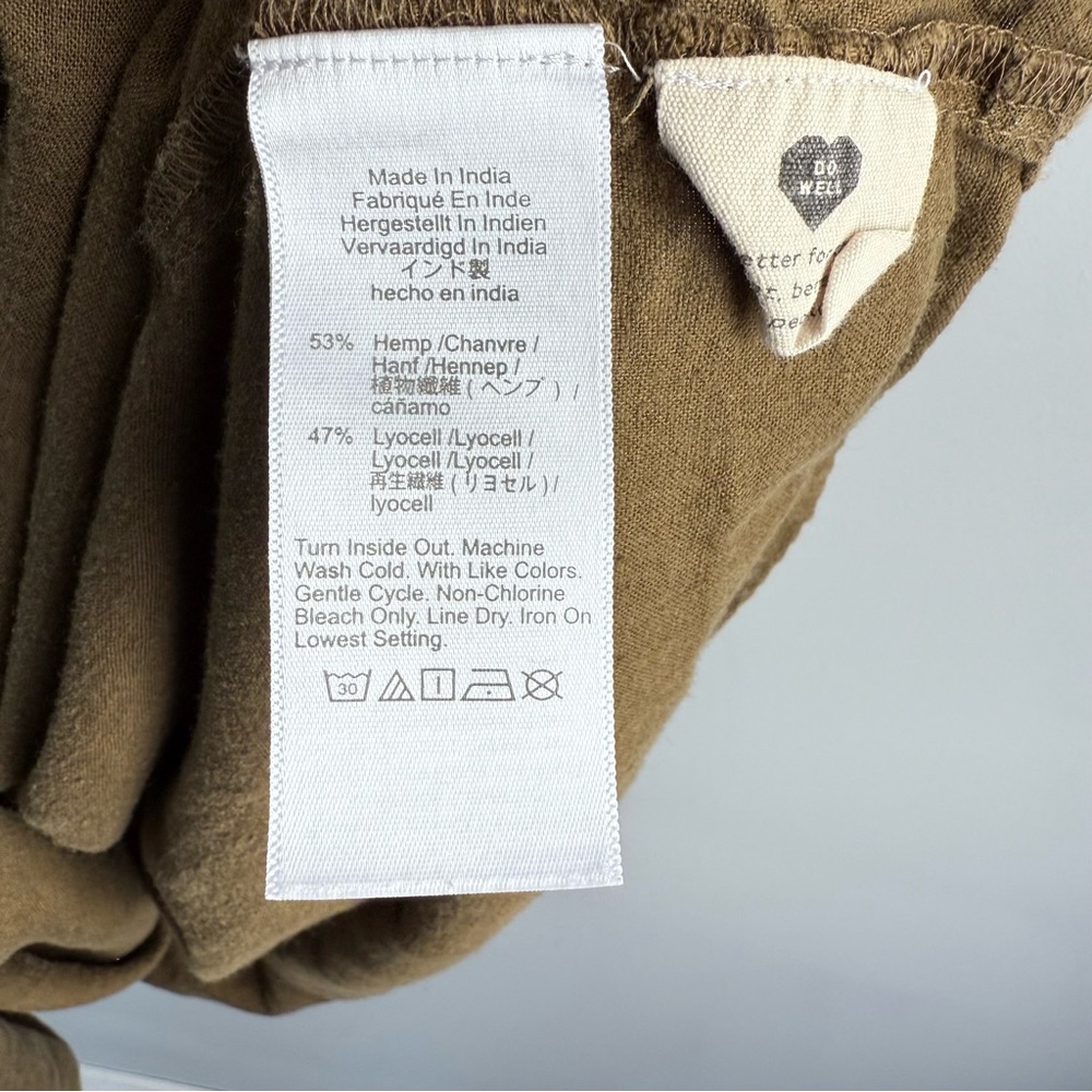 Madewell Tiered Midi Dress Quilted Hemp Blend Olive Green NH112 Size 10 Boho - Picture 10 of 15